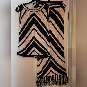 Nine West Black and White Knit Top with Skirt